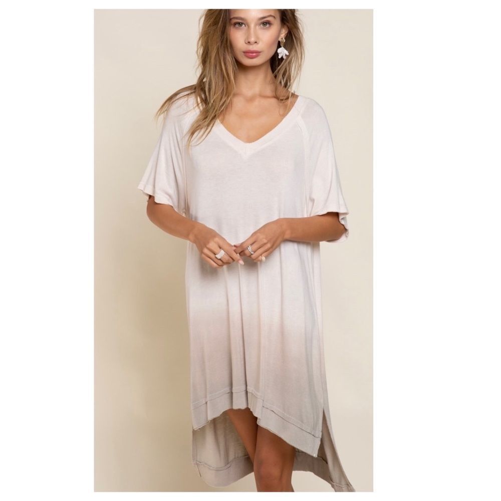 𝅺OMBRE hand dip die Tunic - Dress with raw seam line detail, - Picture 3 of 10